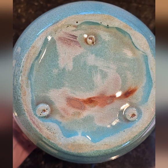 Speckled Blue Glazed North Carolina Pottery Canister Jar with Lid - Picture 11 of 12